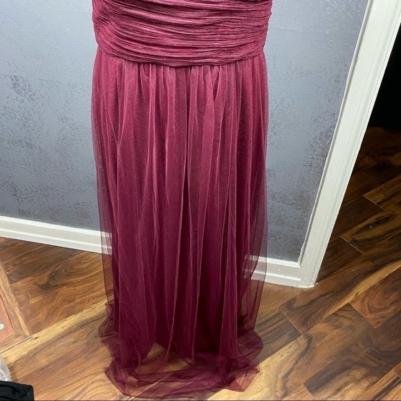 Bill Levkoff eggplant cross back chiffon gown. Formal. Maxi. Wedding. Bridesmaid - Picture 4 of 10